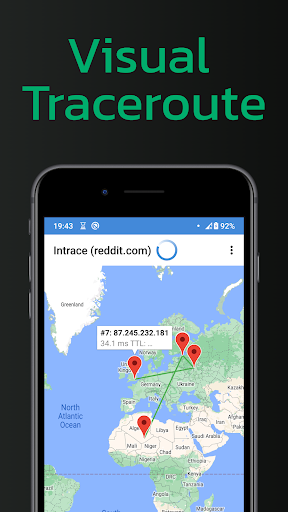 Intrace: Visual traceroute - عکس برنامه موبایلی اندروید