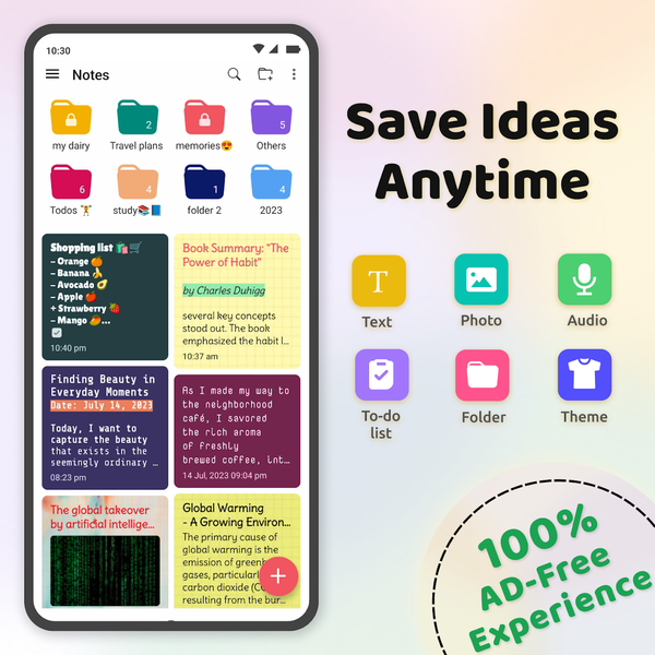 Notes : Color Folders & Lists - Image screenshot of android app