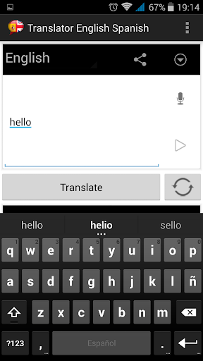 English to Spanish Translation - Image screenshot of android app