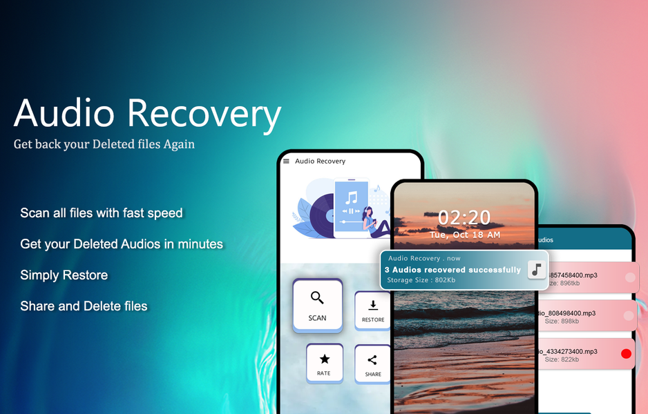 Deleted Audio Recovery:Restore - عکس برنامه موبایلی اندروید