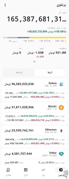 دلجم: مدیریت ارز دیجیتال،والت،پرتفوی - عکس برنامه موبایلی اندروید