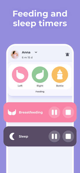 Baby diary feeding timer track - Image screenshot of android app