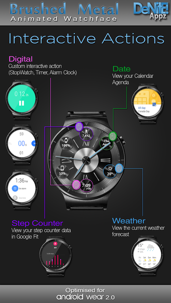 Brushed Metal HD Watch Face & - Image screenshot of android app