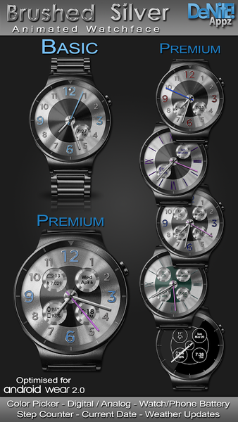 Brushed Silver HD Watch Face - Image screenshot of android app