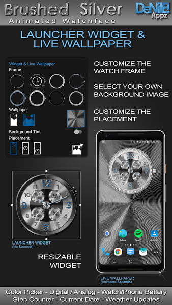 Brushed Silver HD Watch Face - Image screenshot of android app
