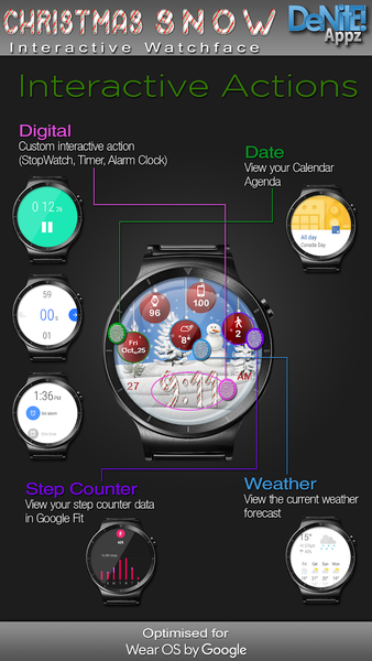 Christmas Snow HD Watch Face - Image screenshot of android app