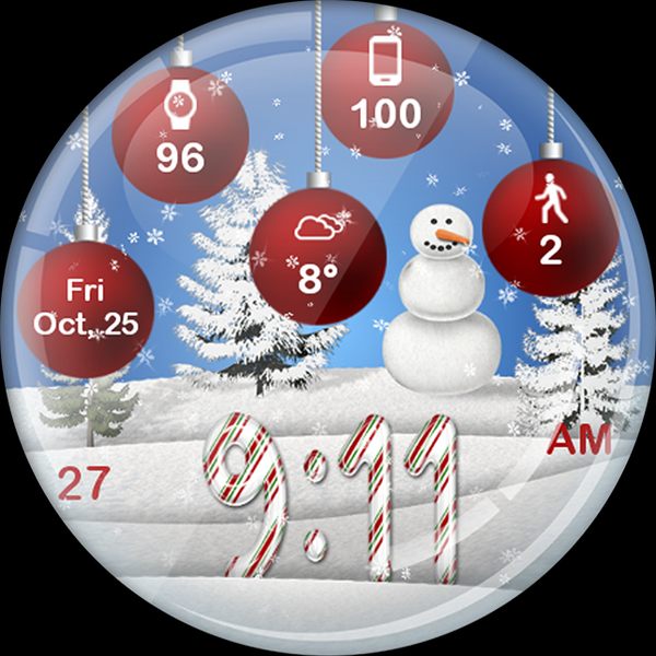 Christmas Snow HD Watch Face - Image screenshot of android app