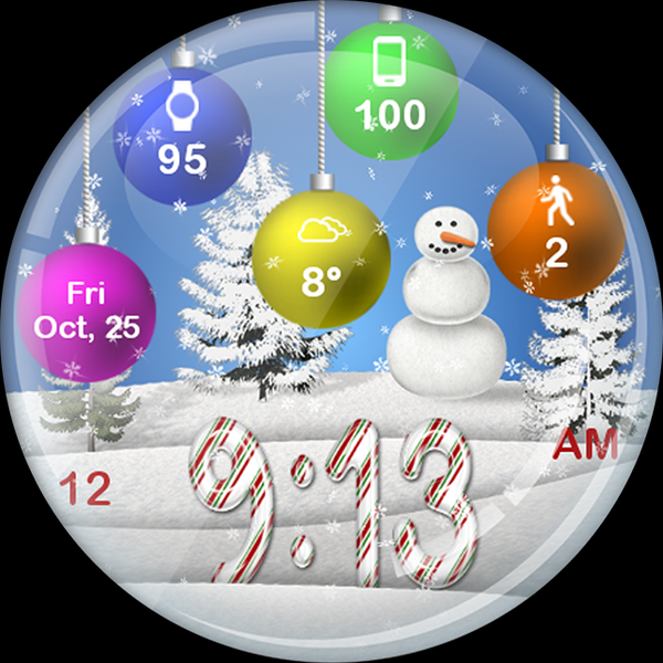 Christmas Snow HD Watch Face - Image screenshot of android app