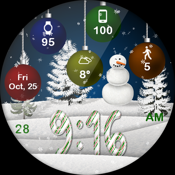 Christmas Snow HD Watch Face - Image screenshot of android app