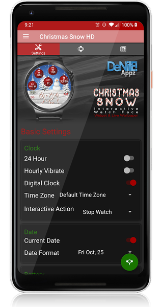 Christmas Snow HD Watch Face - Image screenshot of android app
