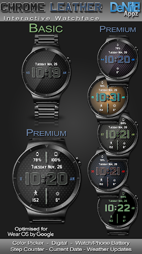Chrome Leather HD Watch Face - Image screenshot of android app