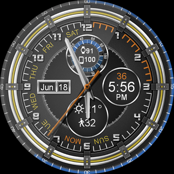 Chrono Flat HD Watch Face - Image screenshot of android app
