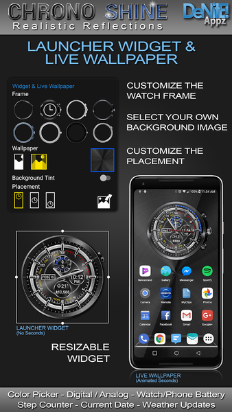 Chrono Shine HD Watch Face - Image screenshot of android app