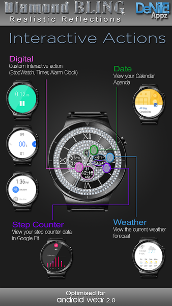 Diamond Bling HD Watch Face - Image screenshot of android app