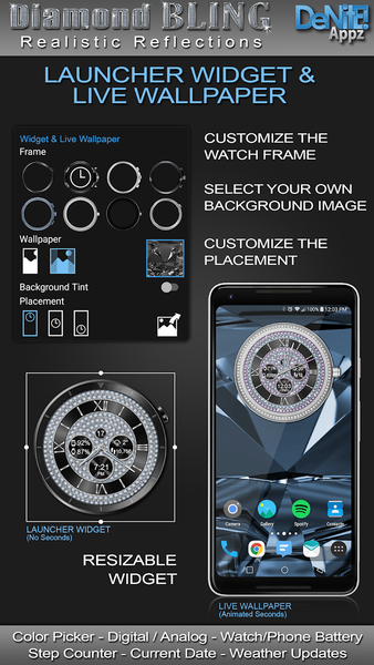 Diamond Bling HD Watch Face - Image screenshot of android app