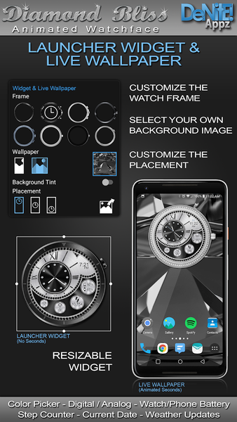 Diamond Bliss HD Watch Face - Image screenshot of android app