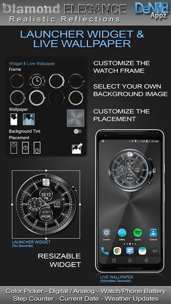 Diamond Elegance HD Watch Face - Image screenshot of android app