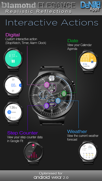 Diamond Elegance HD Watch Face - Image screenshot of android app