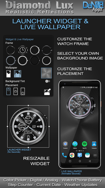 Diamond Lux HD Watch Face - Image screenshot of android app