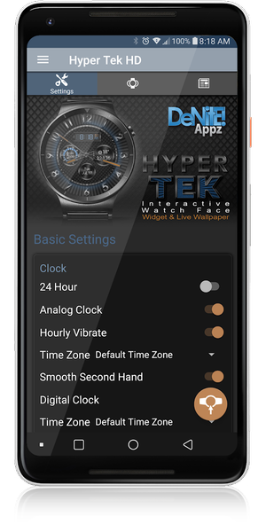 Hyper Tek HD Watch Face - Image screenshot of android app