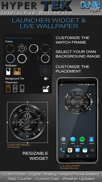 Hyper Tek HD Watch Face - Image screenshot of android app