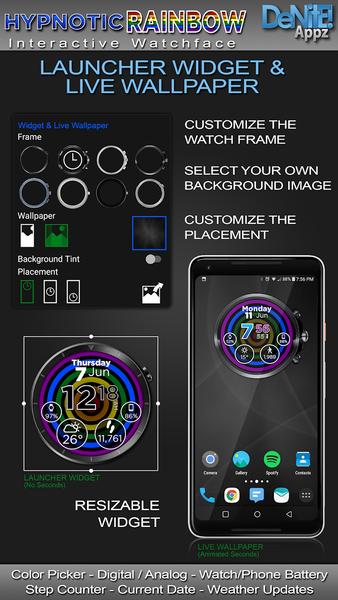 Hypnotic Rainbow Watch Face - Image screenshot of android app