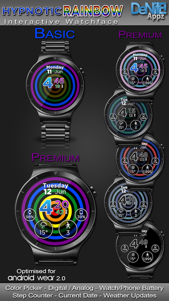 Hypnotic Rainbow Watch Face - Image screenshot of android app