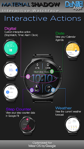 Material Shadow HD Watch Face - Image screenshot of android app