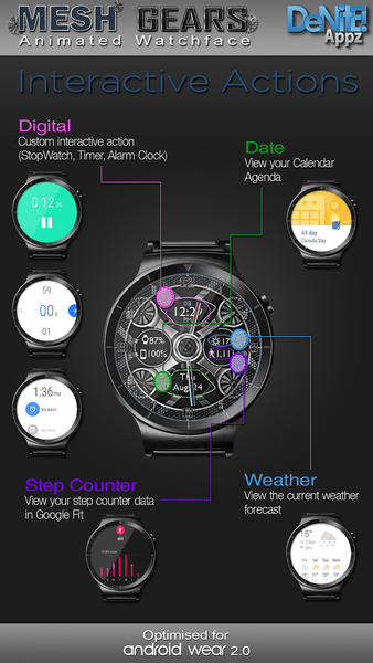 Mesh Gears HD Watch Face - Image screenshot of android app