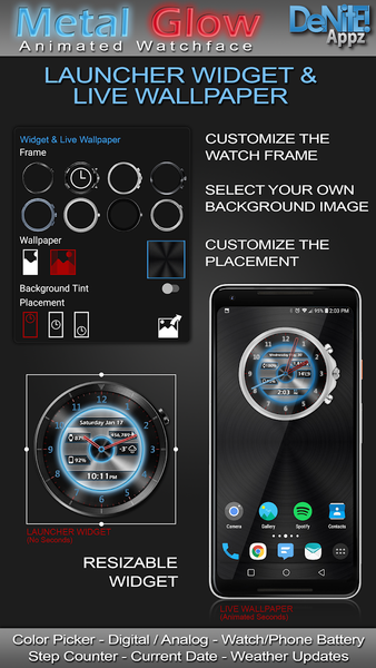 Metal Glow HD Watch Face - Image screenshot of android app