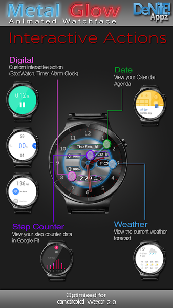 Metal Glow HD Watch Face - Image screenshot of android app