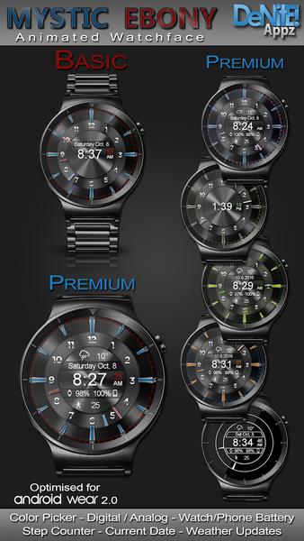 Mystic Ebony HD Watch Face - Image screenshot of android app