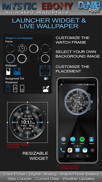 Mystic Ebony HD Watch Face - عکس برنامه موبایلی اندروید