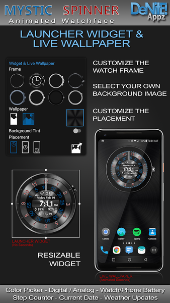 Mystic Spinner HD Watch Face - Image screenshot of android app