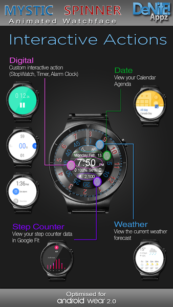 Mystic Spinner HD Watch Face - Image screenshot of android app