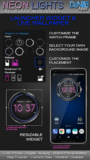 Neon Lights HD Watch Face - Image screenshot of android app