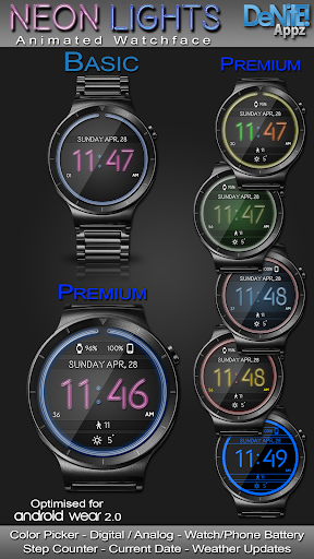 Neon Lights HD Watch Face - Image screenshot of android app