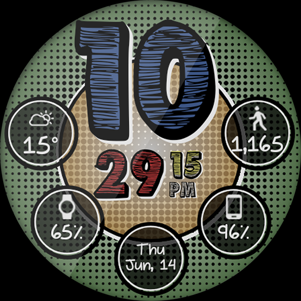 Retro Pop HD Watch Face - Image screenshot of android app
