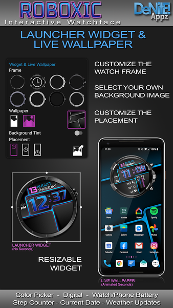 Roboxic HD Watch Face - Image screenshot of android app
