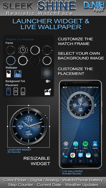 Sleek Shine HD Watch Face - عکس برنامه موبایلی اندروید