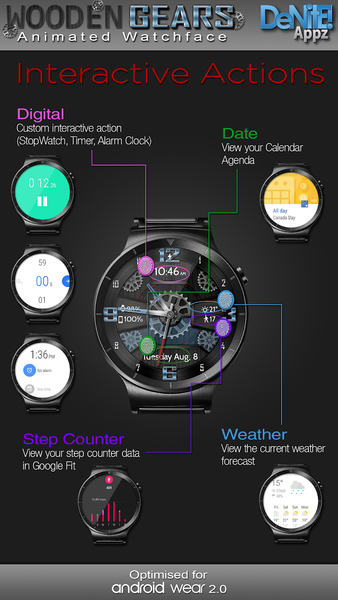 Wooden Gears HD Watch Face - Image screenshot of android app
