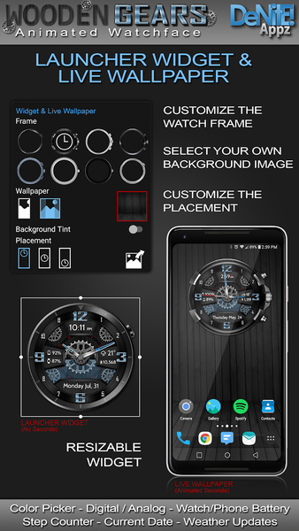Wooden Gears HD Watch Face - عکس برنامه موبایلی اندروید