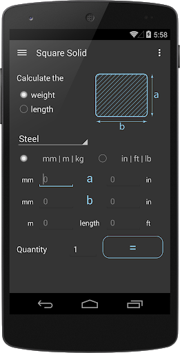 Steel Weight Calculator - عکس برنامه موبایلی اندروید