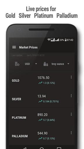 Gold and Silver Prices - Image screenshot of android app