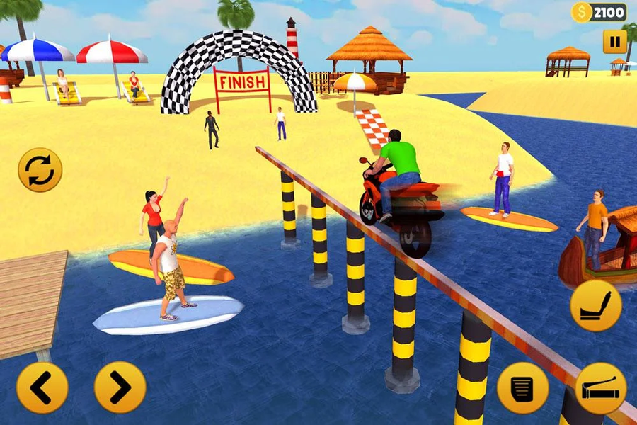 Beach Water Surfer Bike Rider: Motorcycle Stunts - عکس بازی موبایلی اندروید