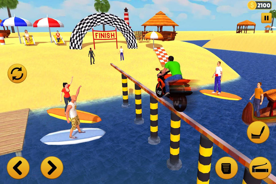 Beach Water Surfer Bike Rider: Motorcycle Stunts - عکس بازی موبایلی اندروید