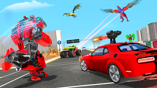 Flying Dino Robot : Monster Truck Police Car Game - Image screenshot of android app