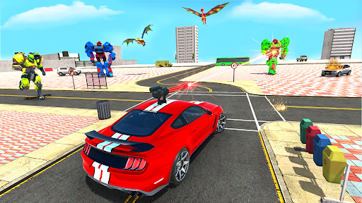Flying Dino Robot : Monster Truck Police Car Game - Image screenshot of android app