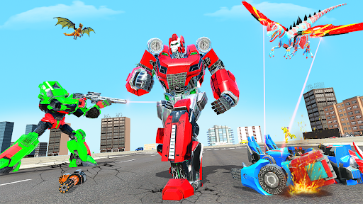 Flying Dino Robot : Monster Truck Police Car Game - Image screenshot of android app