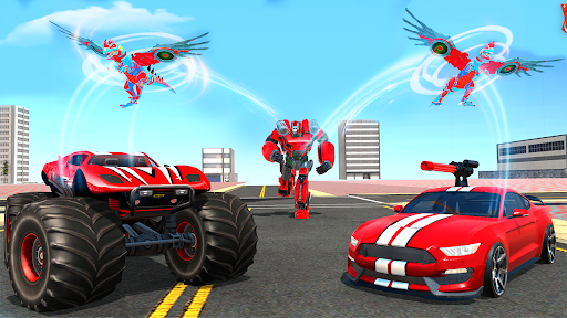 Flying Dino Robot : Monster Truck Police Car Game - Image screenshot of android app